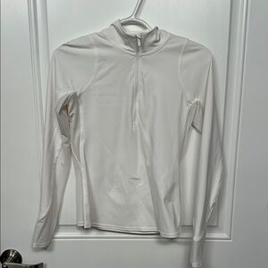 Lululemon Athletica Cream Fitted Long Sleeve Top with Mandarin Collar